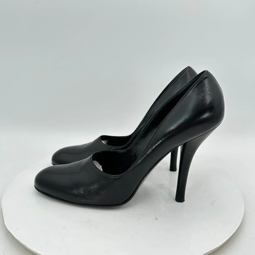 Gucci Women Size 9.5B Black Leather Slip On Stiletto Pump High Heel Shoes